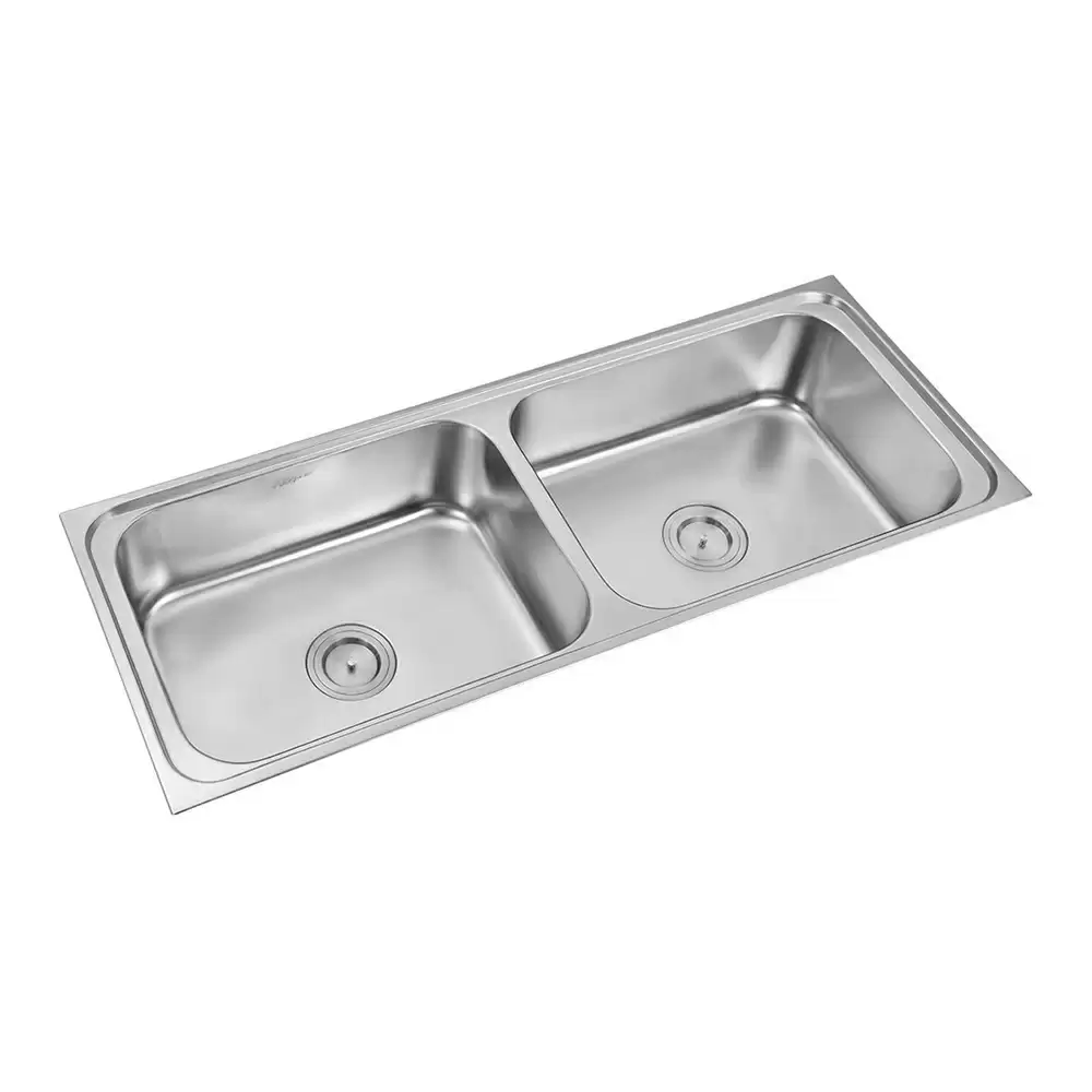 Anupam Luxe Designer Stainless Steel Double Bowl Kitchen Sink with Waste Coupling - Satin (54 L x 21 W x 9 D) Inch