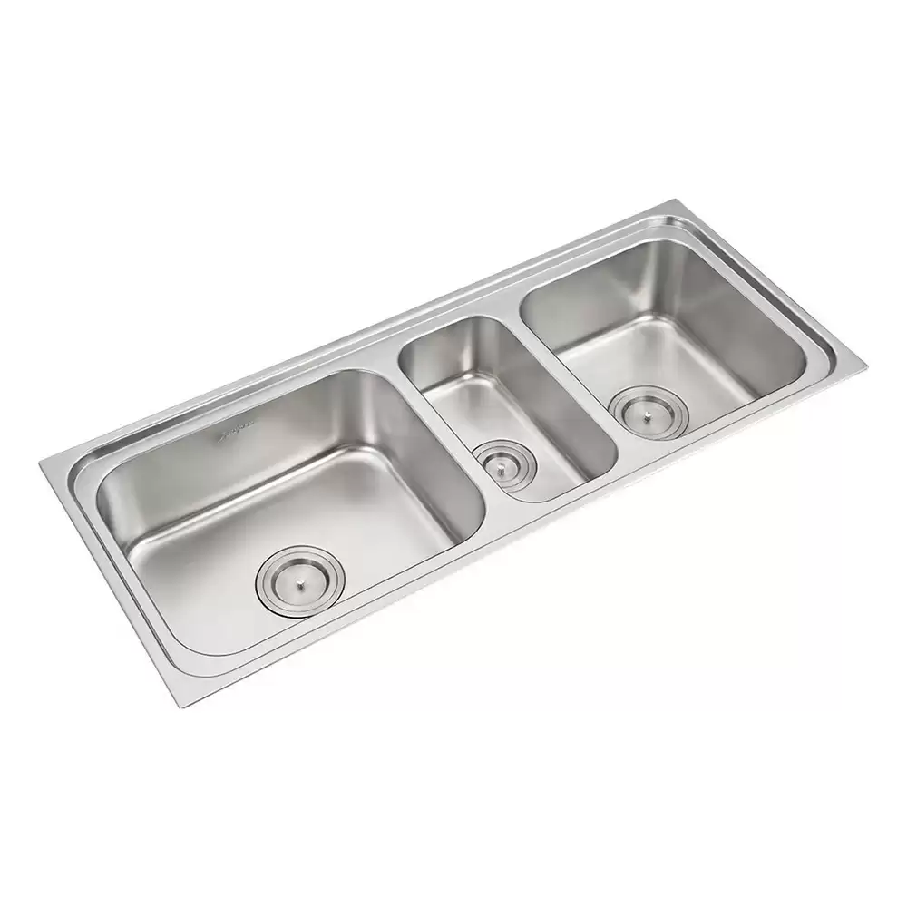 Anupam Luxe Designer Stainless Steel Triple Bowl Kitchen Sink & Waste Coupling - Satin (48 L x 20 W x 8 D) Inch