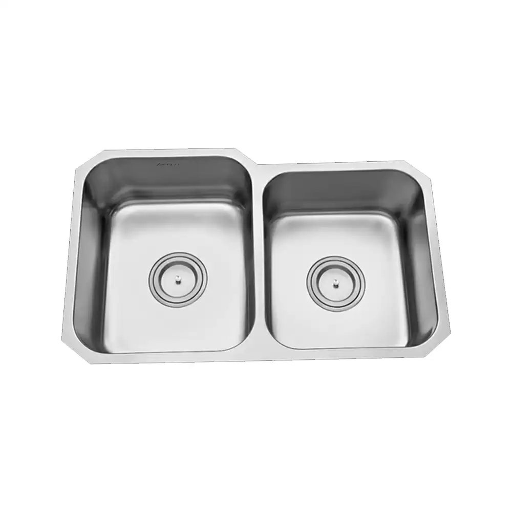 Anupam Excell Designer Stainless Steel Double Bowl Kitchen Sink with Waste Coupling - Satin (32 L x 20 W x 8 D) Inch