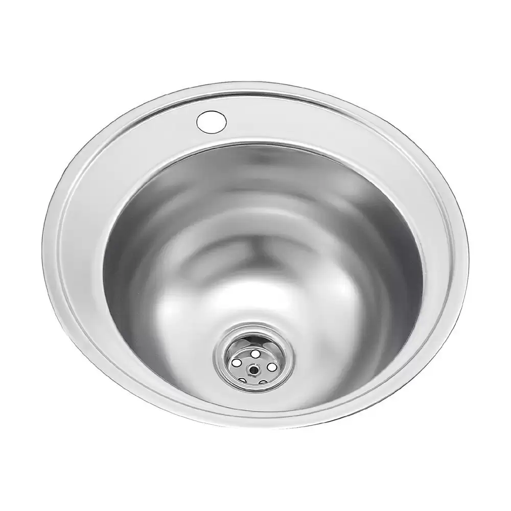 Anupam Zio Designer Single Bowl Round Kitchen Sink with Waste Coupling - Satin (17 Ø x 6.5 D) Inch