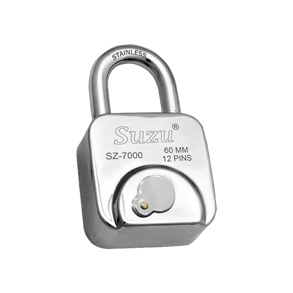 Suzu SZ-7000 12 Pin Padlock With 3 Keys - 60 mm (Mirror Polish)