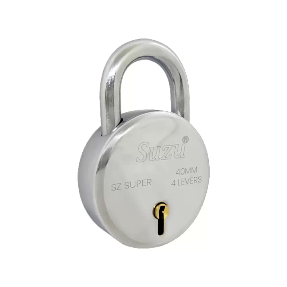 Suzu SZ Super 4 Levers Padlock With 3 Keys - 40 mm (Mirror Polish)