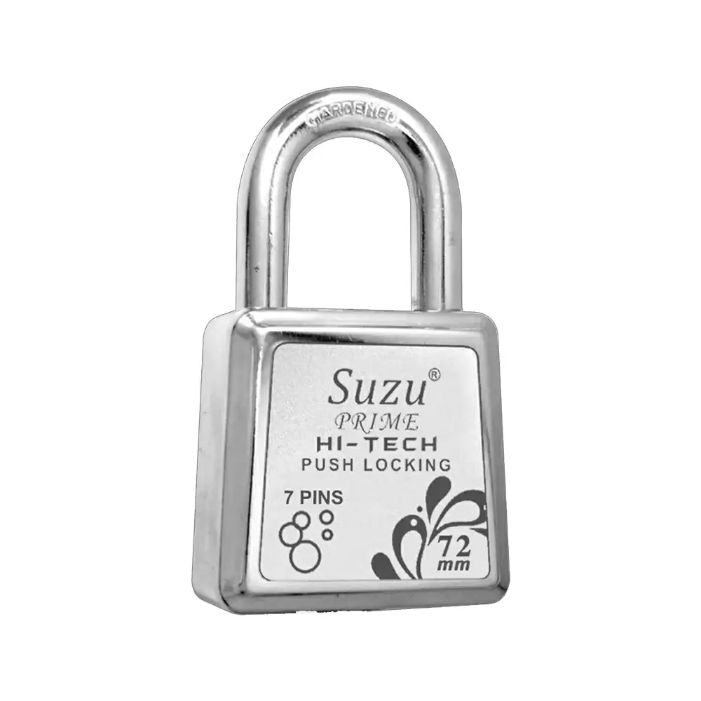 (Pack of 5) Suzu Prime Hi-Tech 7 Pin Padlock With 3 Keys - 72 mm (Mirror Polish)