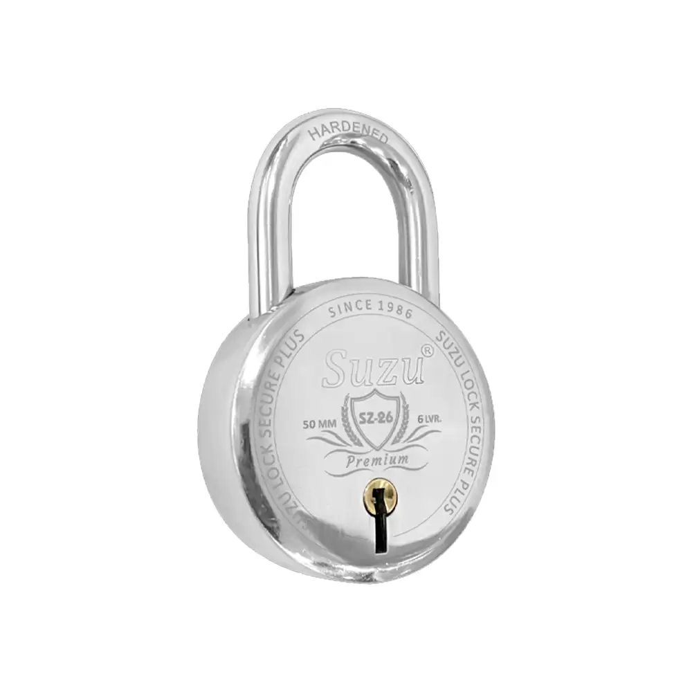 Suzu SZ-26 Premium 6 Levers Padlock With 3 Keys - 50 mm (Mirror Polish)