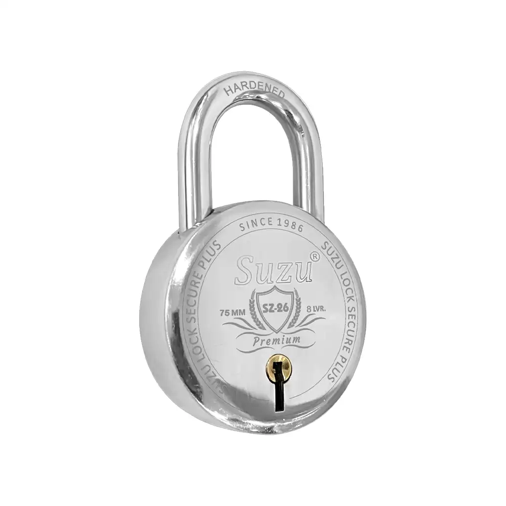 Suzu SZ-26 Premium 8 Levers Padlock With 3 Keys - 75 mm (Mirror Polish)