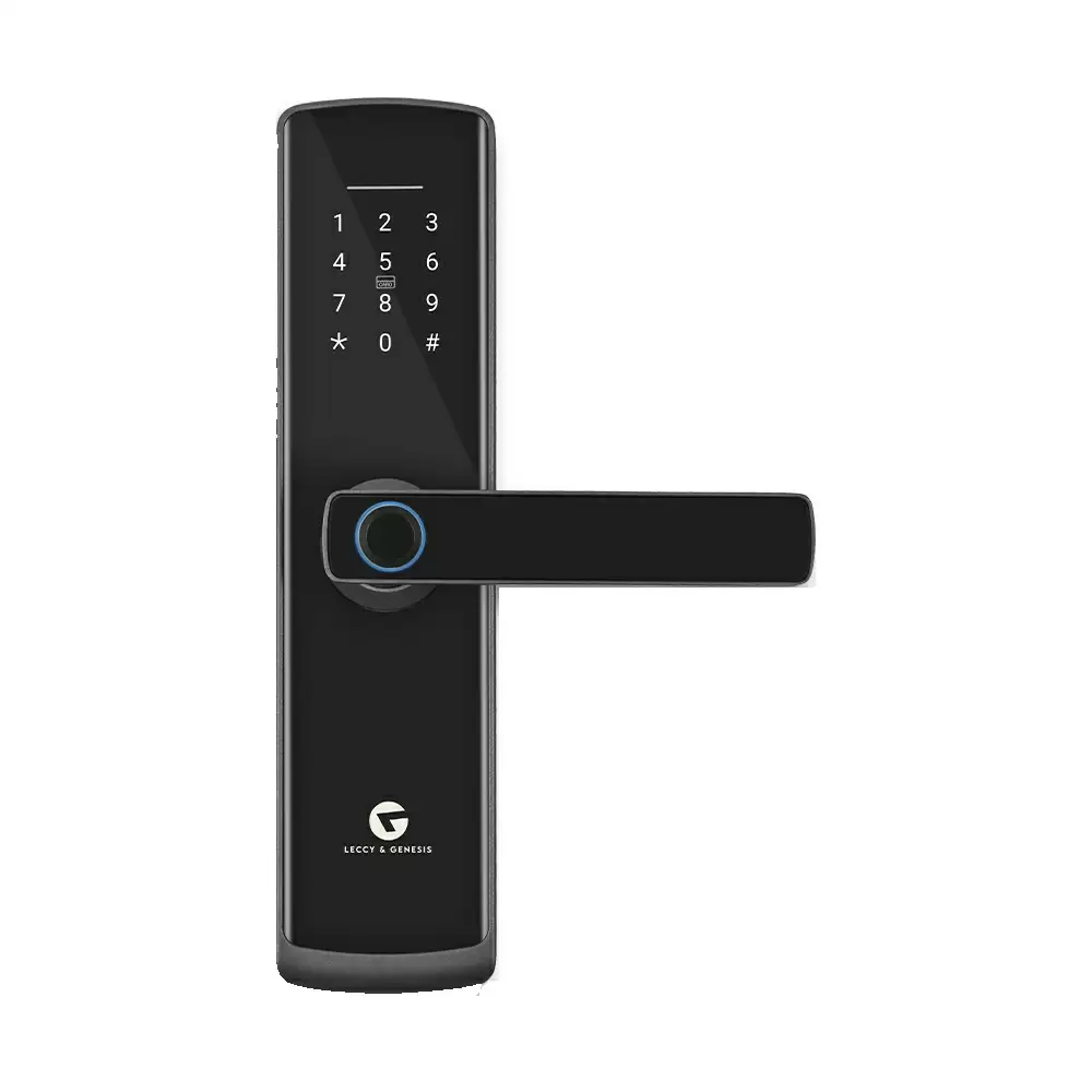 Leccy & Genesis DZ10 Mortise Smart Door Lock for Home With Fingerprint, Pin Code, RFID, Key Access (Black)