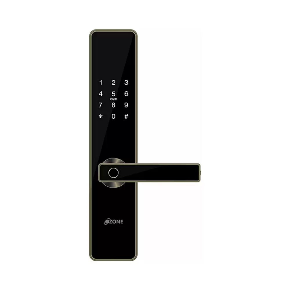 Ozone OZ-FDL-01 Life Std Smart Door Lock for Home With Mobile App, Fingerprint, Password, RFID Card & Key,Black & Antique Bronze (1 Year Warranty)