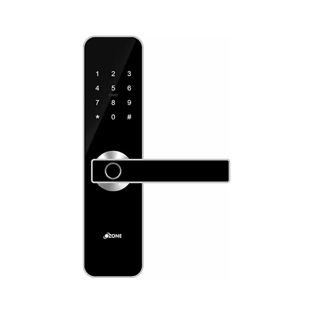 Ozone OZ-FDL-02 Life Std Smart Door Lock for Home With Mobile App, Fingerprint, Password, RFID Card & Key, Black & Satin Chrome (1 Year Warranty)