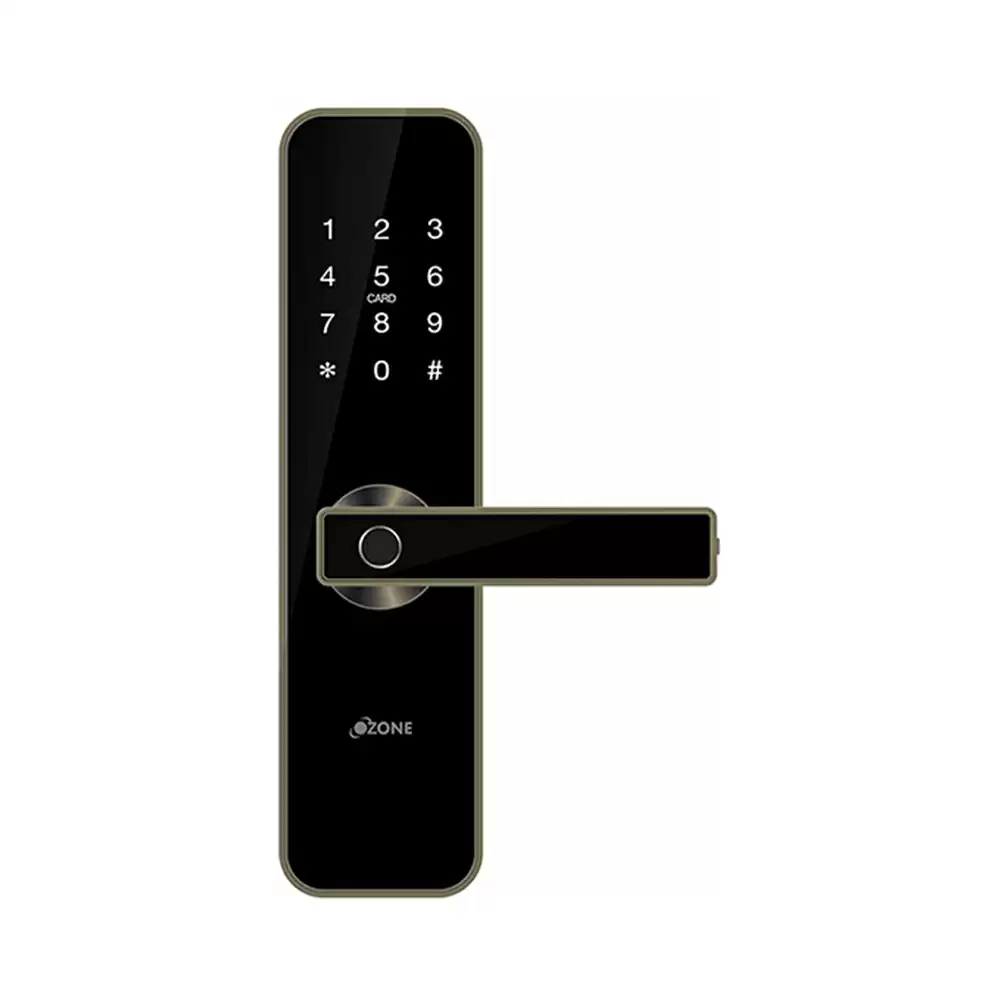 Ozone OZ-FDL-02 Life Std Smart Door Lock for Home With Mobile App, Fingerprint, Password, RFID Card & Key, Black & Antique Bronze (1 Year Warranty)