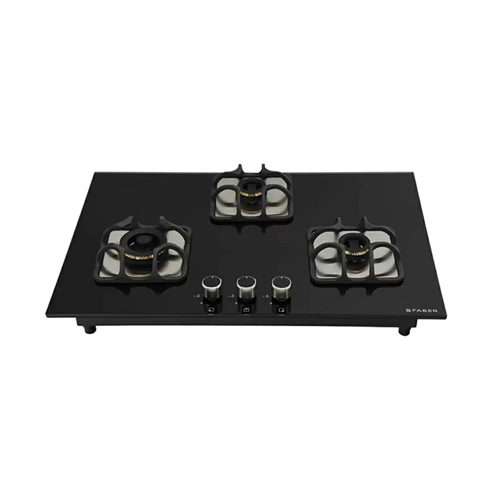 Faber Imperia 783 BRB CI BK 3 Brass Burner Hob - Auto Ignition (Black)