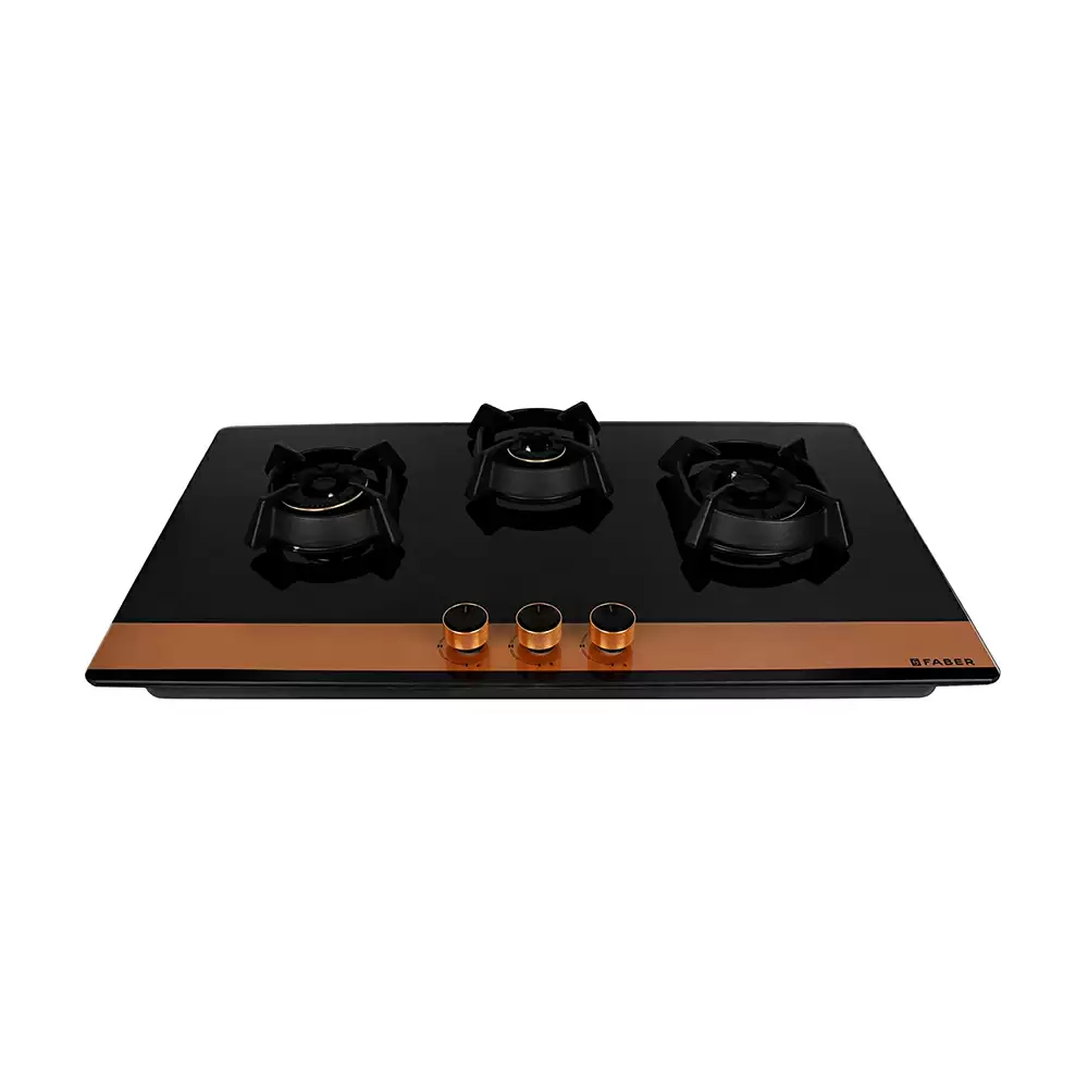 Faber Utopia HT903 CRS BR CI AI 3 Brass Burner Hob - Auto Ignition (Black)