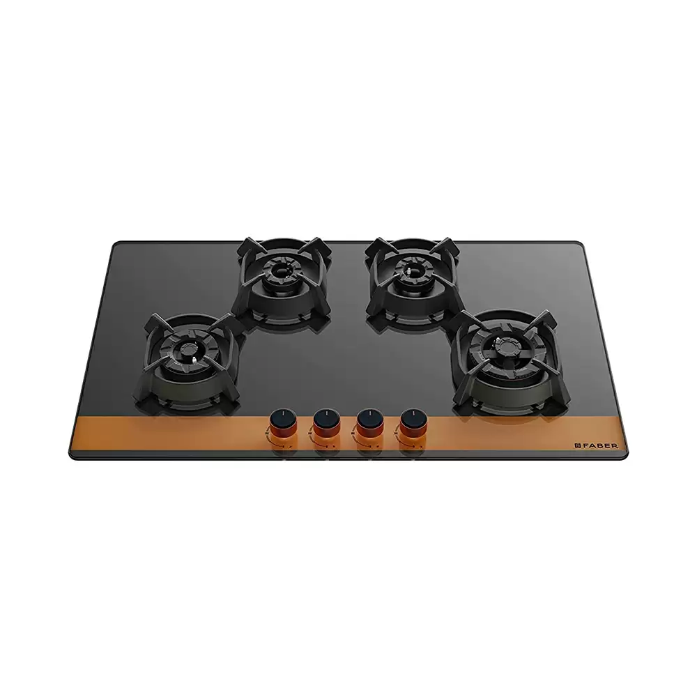 Faber Utopia HT 804 BR CI 4 Brass Burner Hob - Auto Ignition (Black)