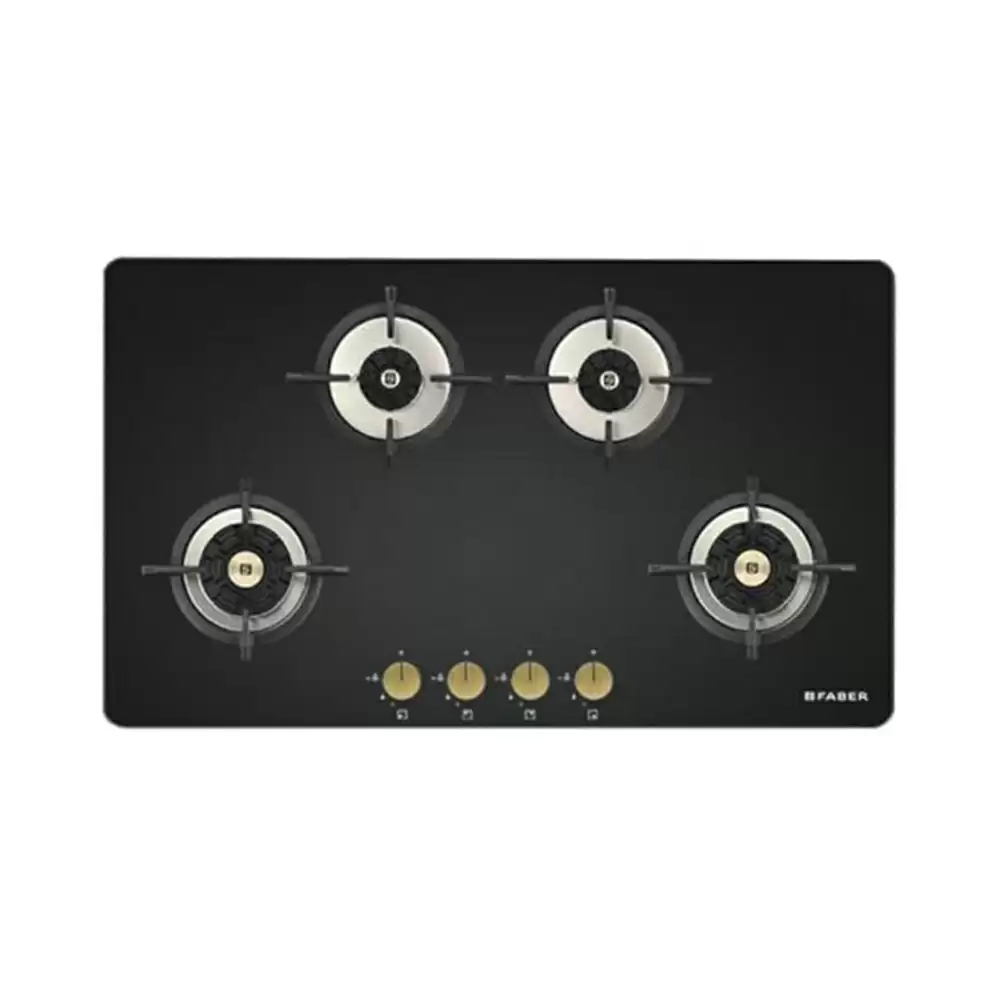 Faber Maxus HT904 CRS BR CI AI 4 Brass Burner Hob - Auto Ignition (Black)