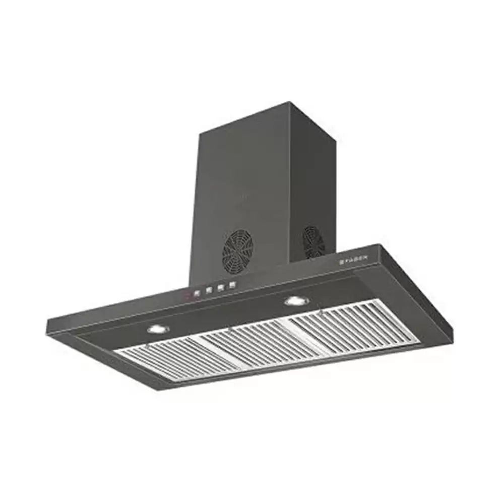 Faber Hood Stilo Slim 3D Plus T2S2 BK LTW 90 cm Baffle Filter Wall Mounted Kitchen Chimney - Suction Capacity 1150m3/hr (Black)