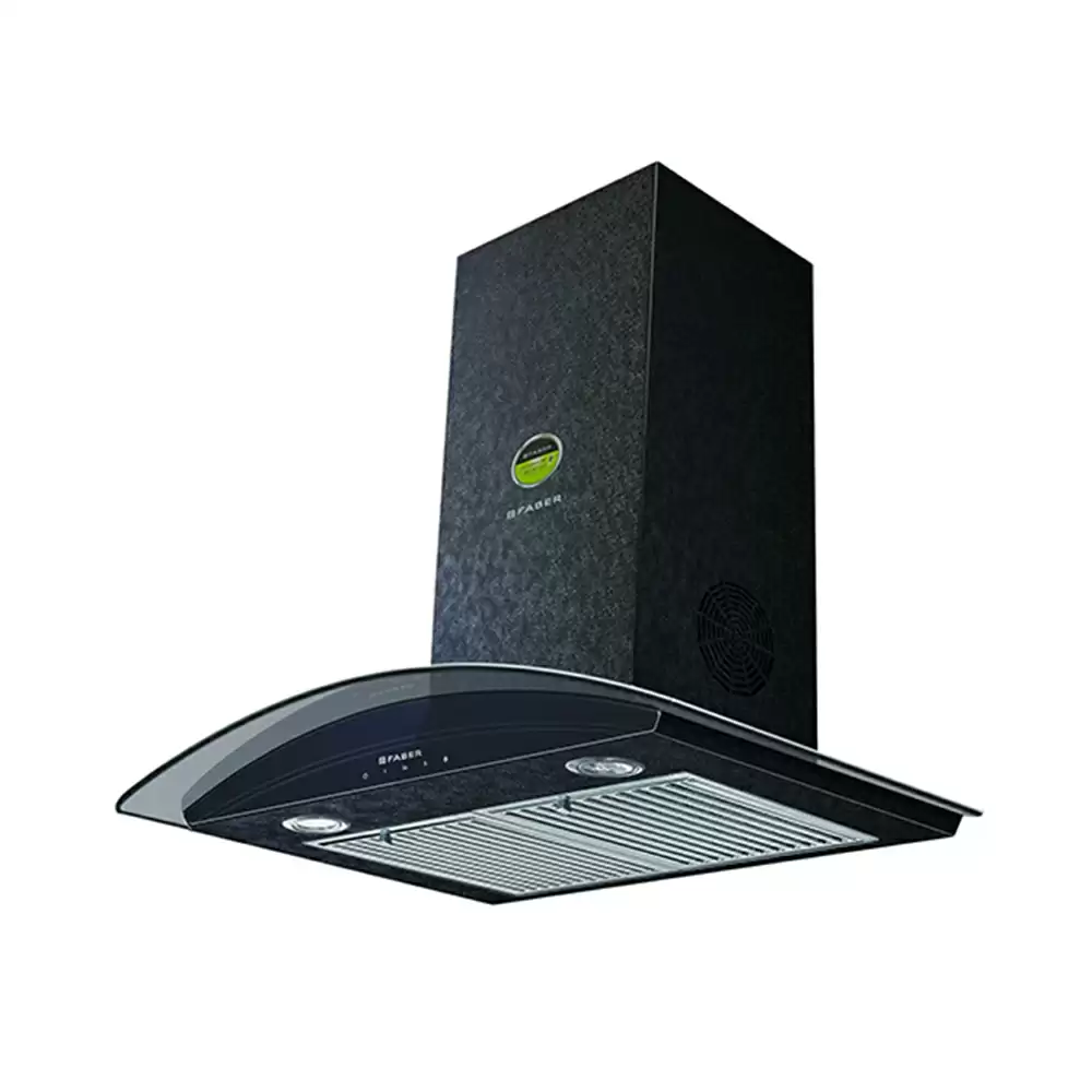 Faber Hood Feel 3D TC AB 60 Cm Baffle Filter Wall Mounted Kitchen Chimney, Suction Capacity -1350 m³/hr (Black)