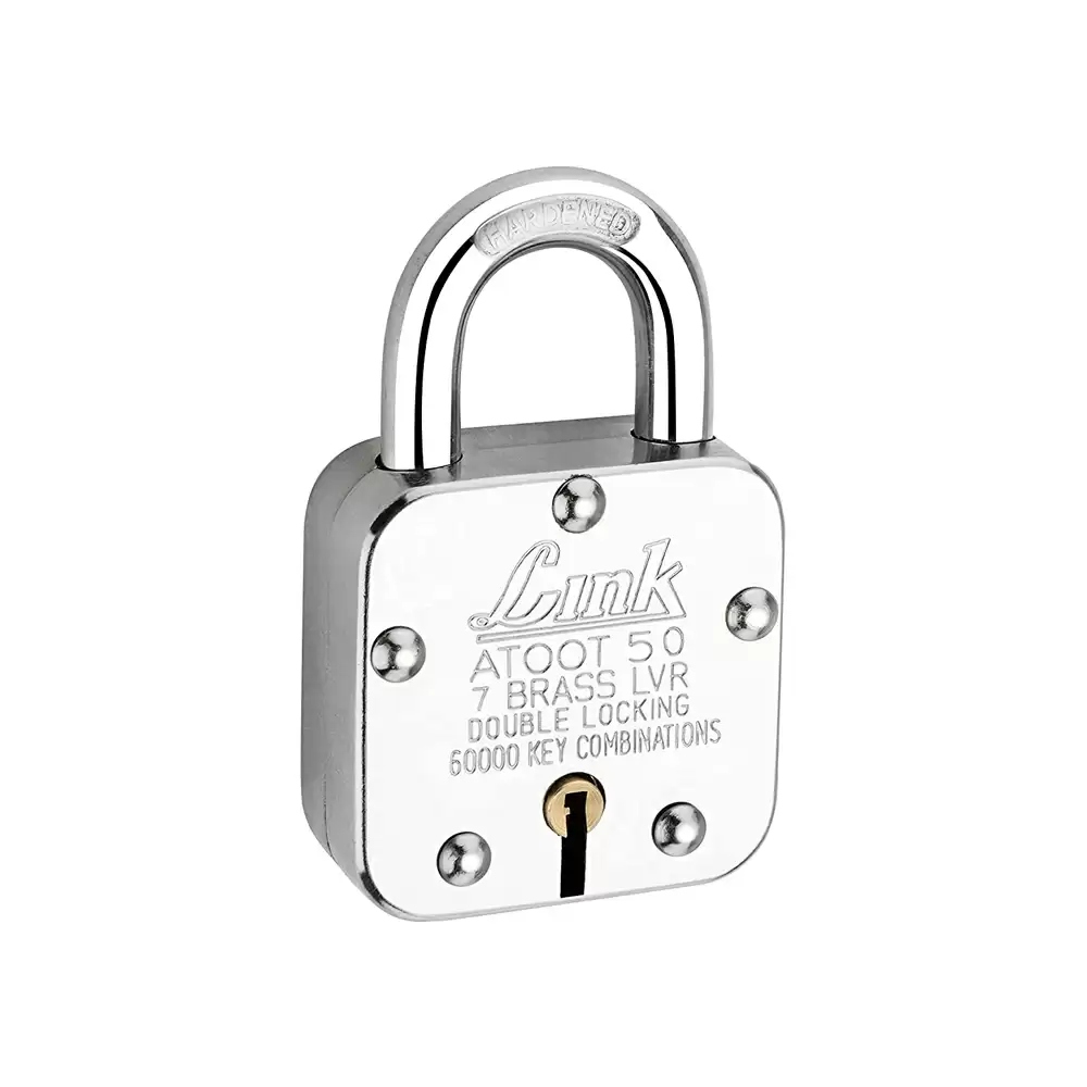 Link Atoot 7 Levers Hardened Shackle Padlock With 3 Keys - 50 mm (Silver Finish)