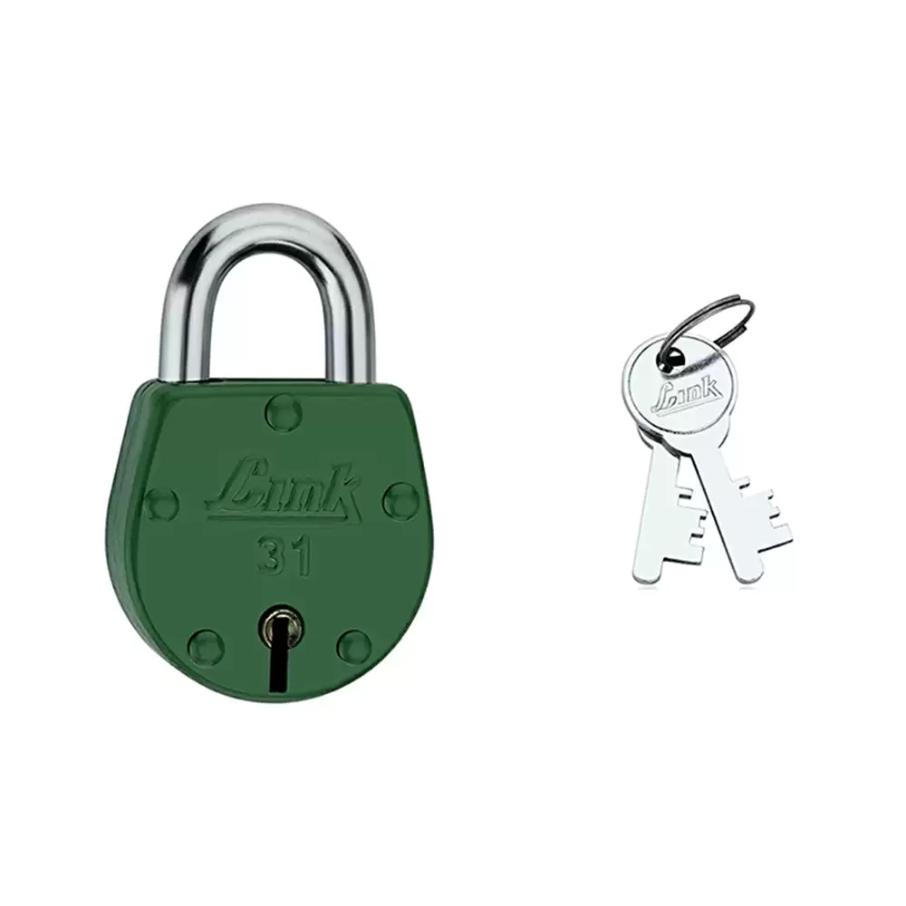 Link CLS-No.31 6 Levers Hardened Shackle Padlock With 3 Keys - 48 mm (Green)