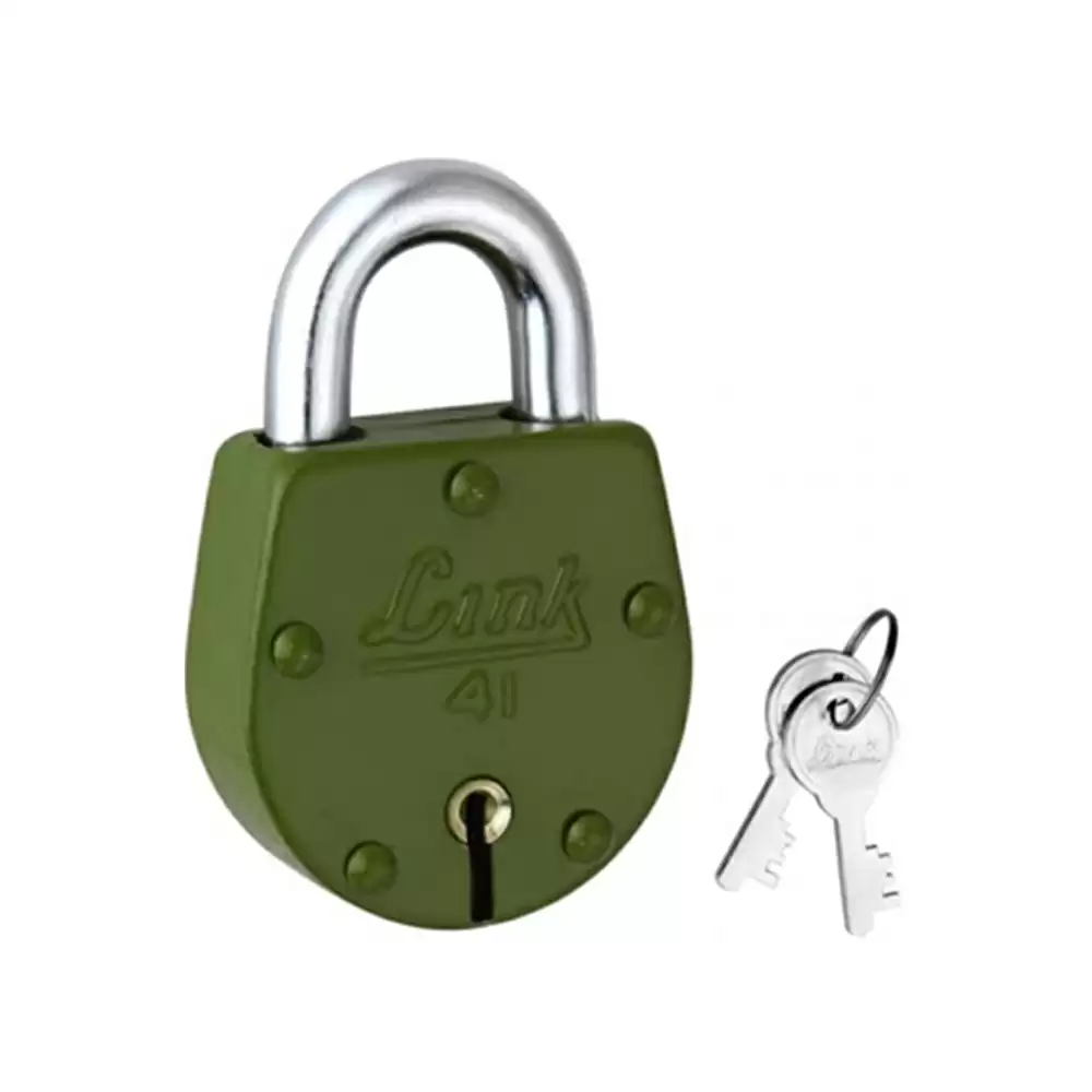 Link CLS-No.41 6 Levers Hardened Shackle Padlock With 3 Keys - 54 mm (Green)