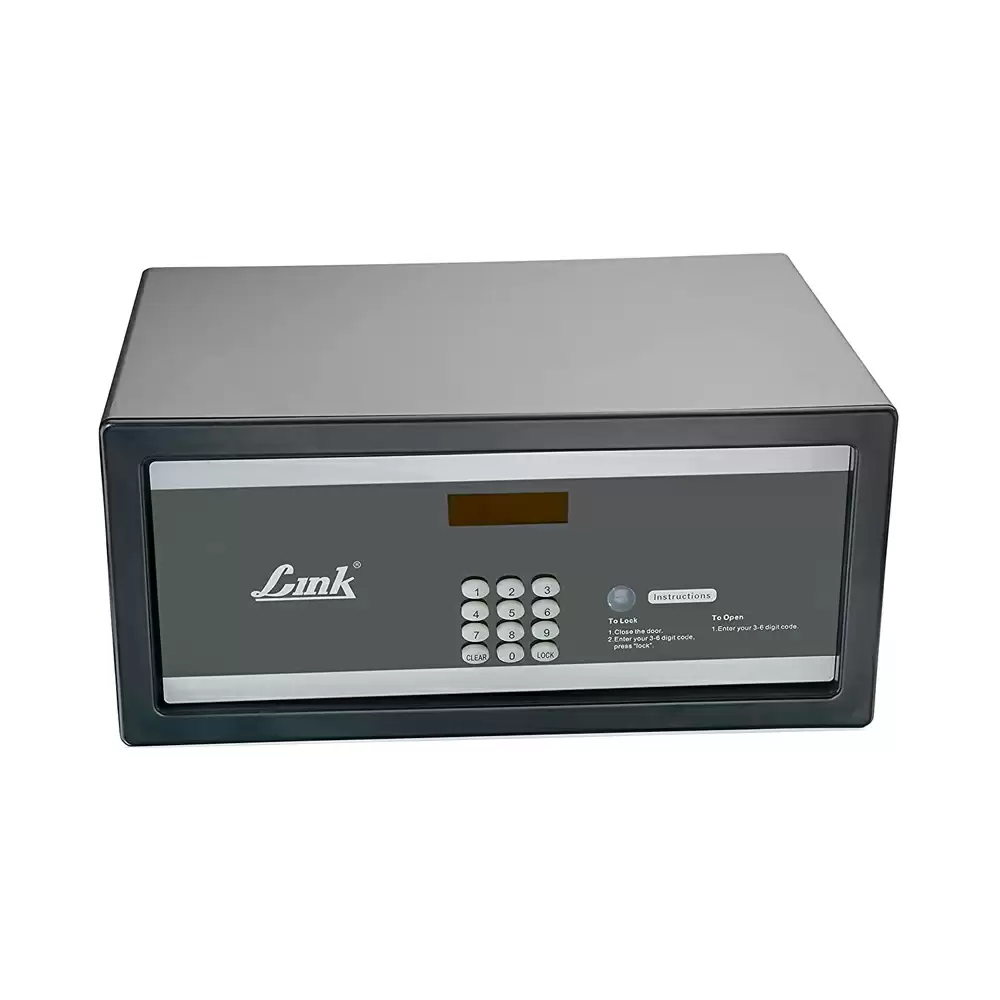 Link Electronic Safe Locker For Hotel With Pin Code & Key Access - 9 Kg, Black