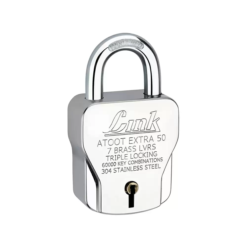 Link Atoot-Extra 7 Levers Hardened Shackle Padlock With 3 Keys - 50 mm (Silver Finish)