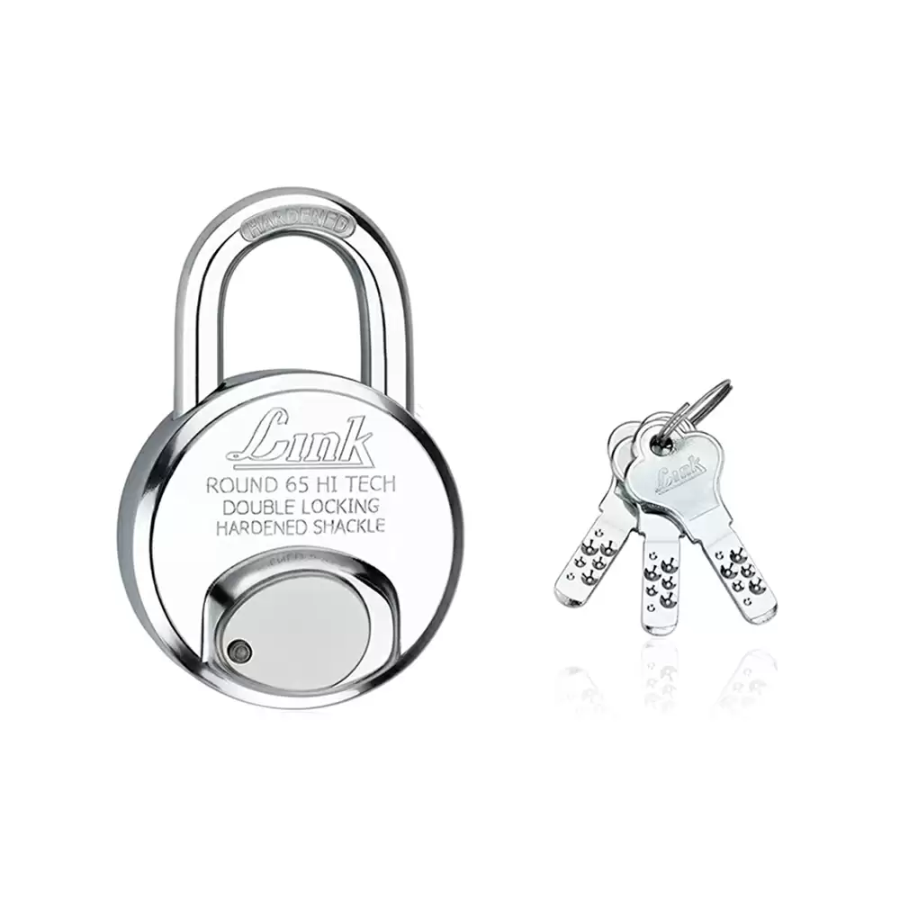 Link HT-R Hardened Shackle Padlock With 3 Keys - 65 mm (Silver Finish)