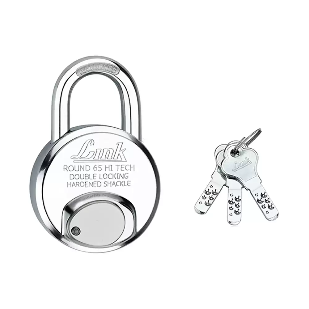 Link HT-R Hardened Shackle Padlock With 3 Keys - 67 mm (Brass Finish)