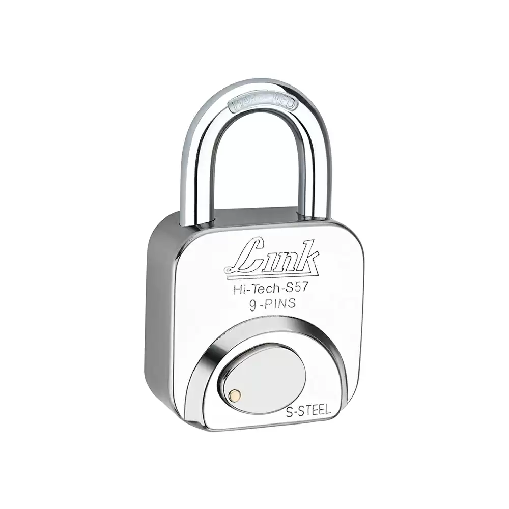 Link HT 9 Pin Hardened Shackle Padlock With 3 Keys - 57 mm (Silver Finish)