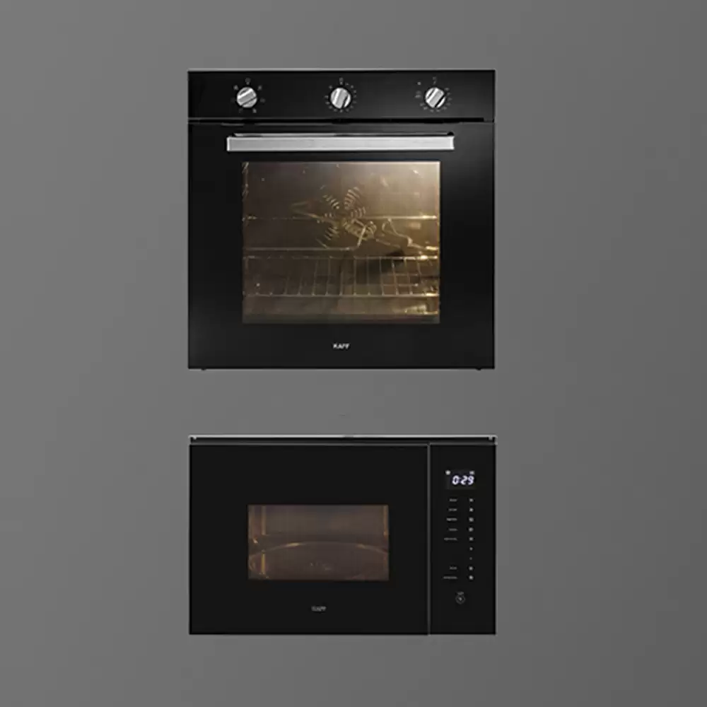 Kaff KOV 73MRFT (Rotary Knob Control, 73 L) Built-In Oven & KMW HN 6-BLK (Touch Control, 28 L) Built-In Microwave - Combo