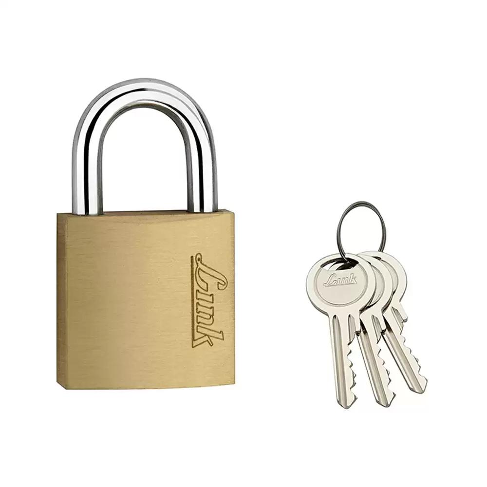 Link PT Hardened Shackle Padlock With 3 Keys - 60 mm (Brass Finish)