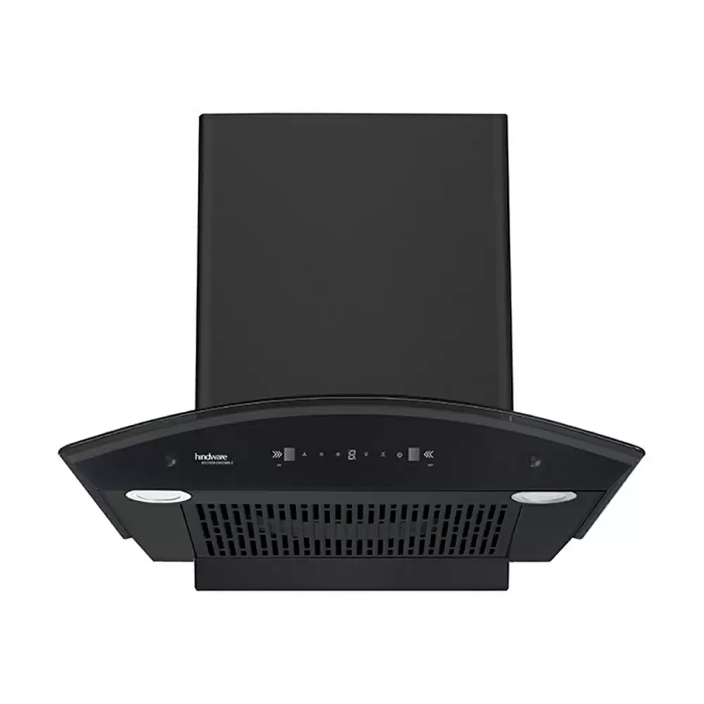 Hindware Chromia 90 cm Auto Clean Filterless Hood Wall Mounted Kitchen Chimney, Suction Capacity 1200 m³/hr - (Black)