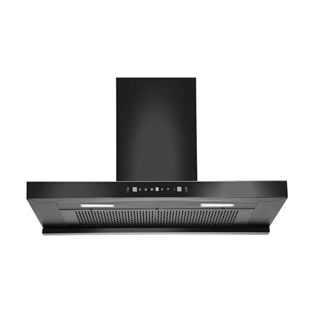 Hindware Darcia 90 cm Auto Clean Filterless Hood Wall Mounted Kitchen Chimney, Suction Capacity 1200 m³/hr - (Black)