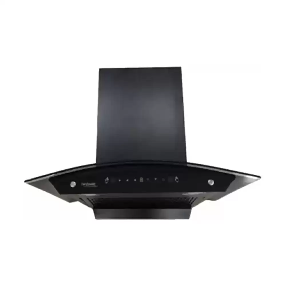 Hindware Divina 90 cm Auto Clean Filterless Hood Wall Mounted Kitchen Chimney, Suction Capacity - 1200 m³/hr - Black