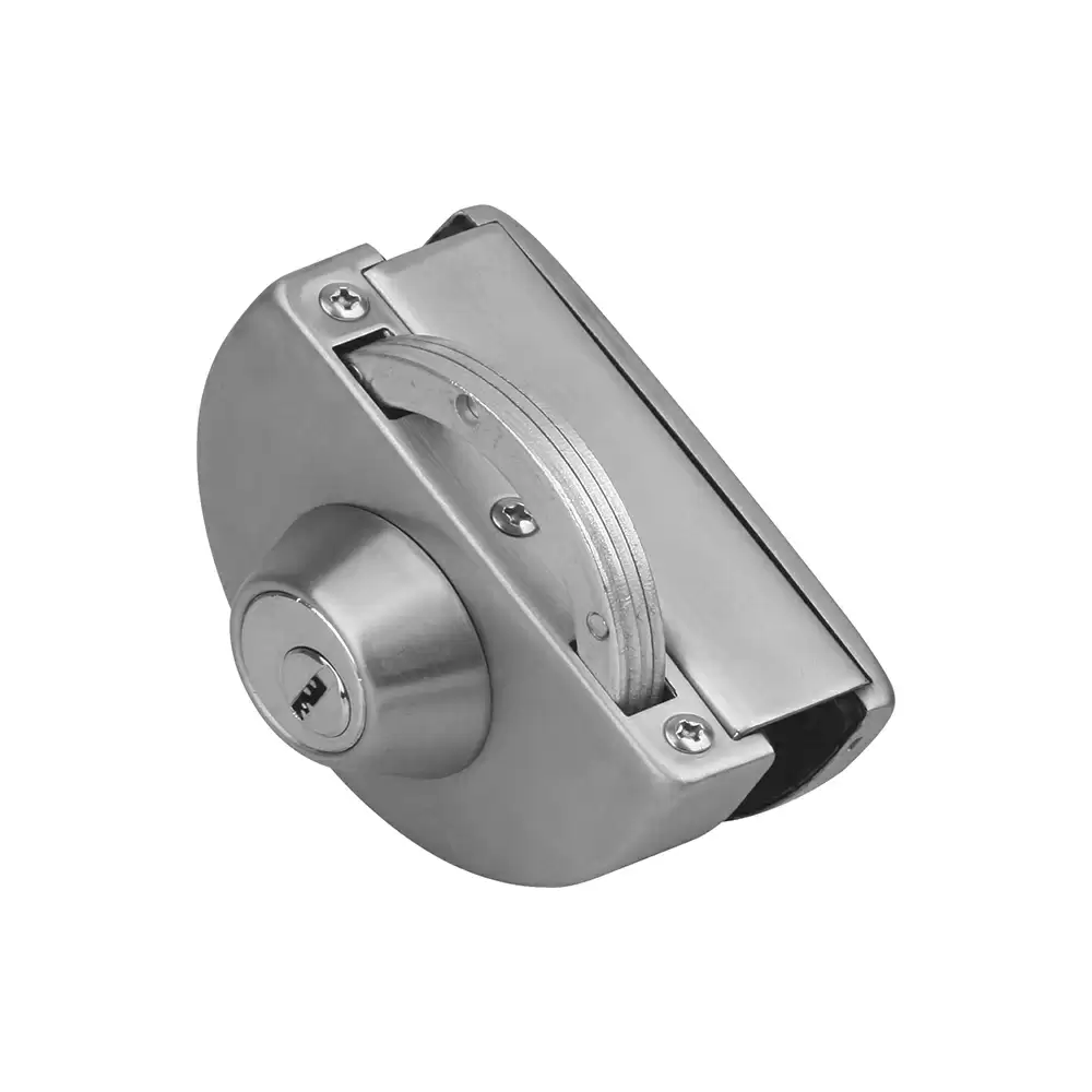 Hafele Curved Latch Lock for Glass Door with Strike Plate, SS Matt