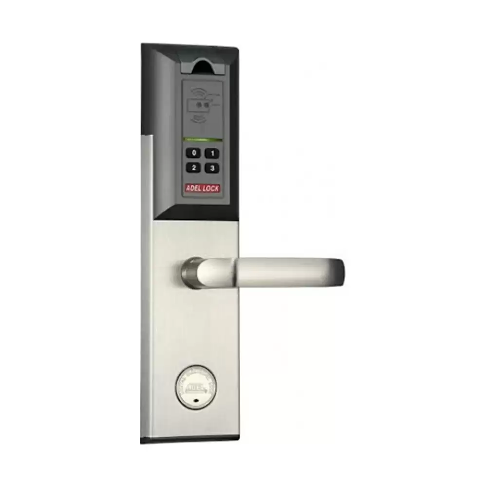 ADEL Smart Door Lock for Hotel With Fingerprint, Pin Code, RFID & Key Access, Silver (1 Year Warranty)