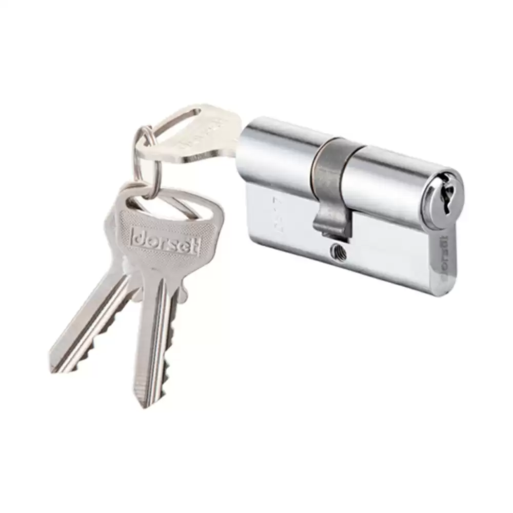 Dorset CL 203 Both Side Key Euro Profile Pin Cylinder Lock - 80 mm (Silver Satin)