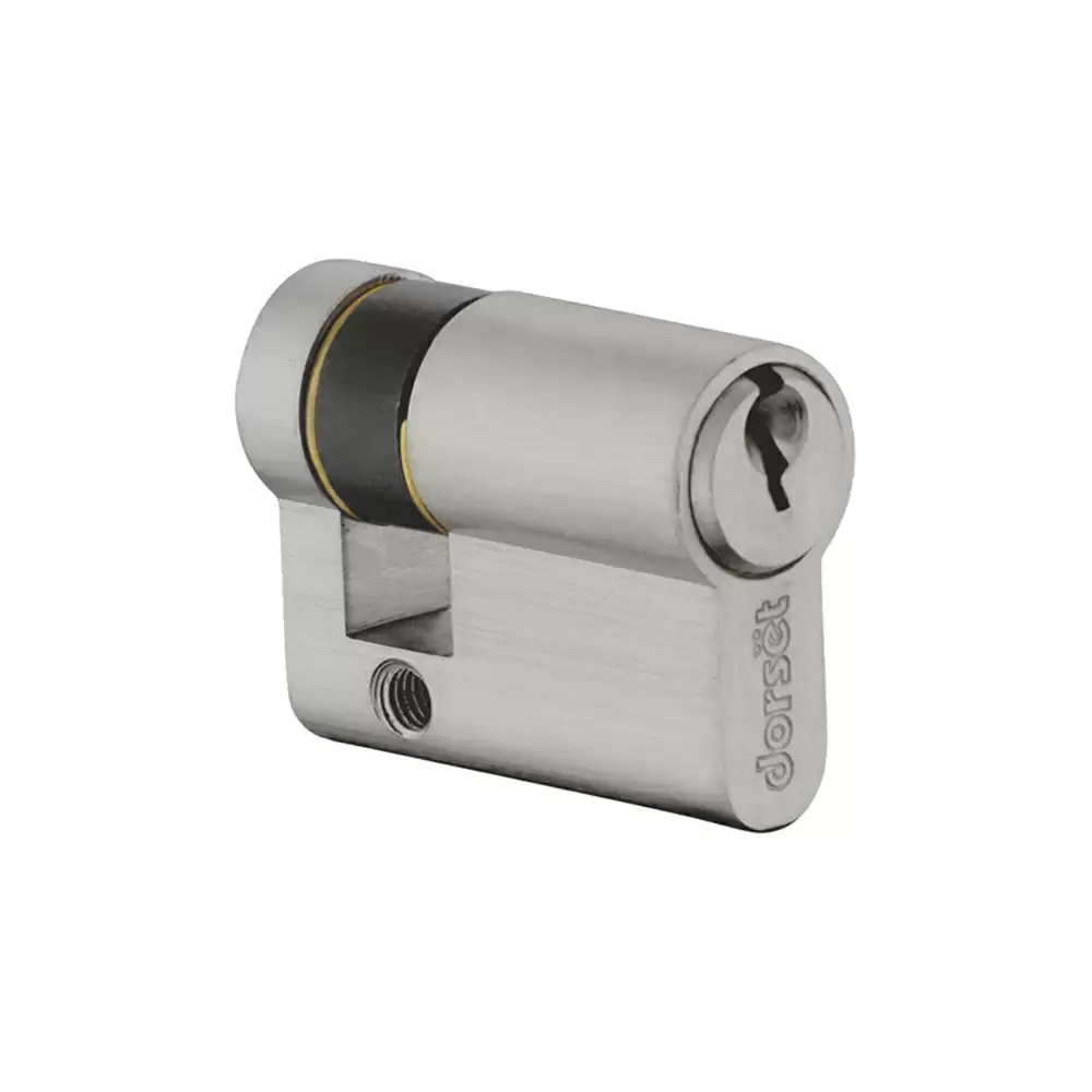 Dorset CL 206H Euro Profile Half Pin Cylinder Lock With Computerized Key - 70 mm (Silver Satin)