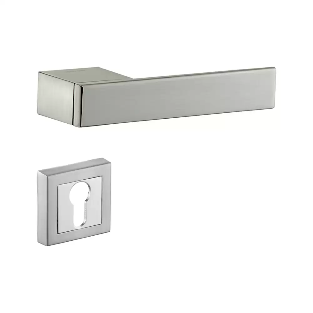 Dorset Premium Edge Mortise On Rose Door Handle - Silver Satin