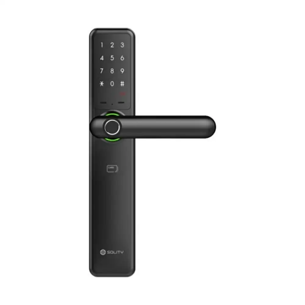 Solity Mortise Smart Door Lock With Fingerprint, Pin Code, RFID, Key & Bluetooth Access - Black