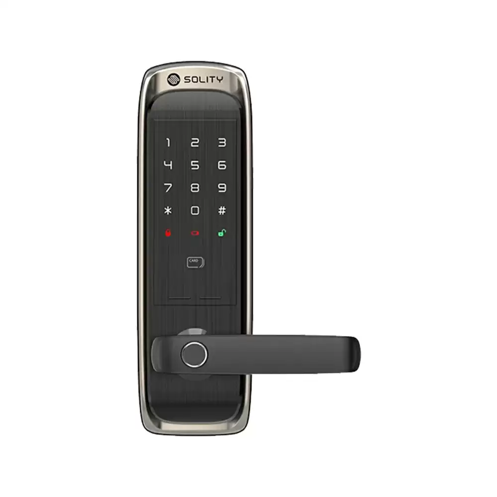 Solity Mortise Smart Door Lock With Fingerprint, RFID Card, Pin Code & Smartphone Access - Titan Gold