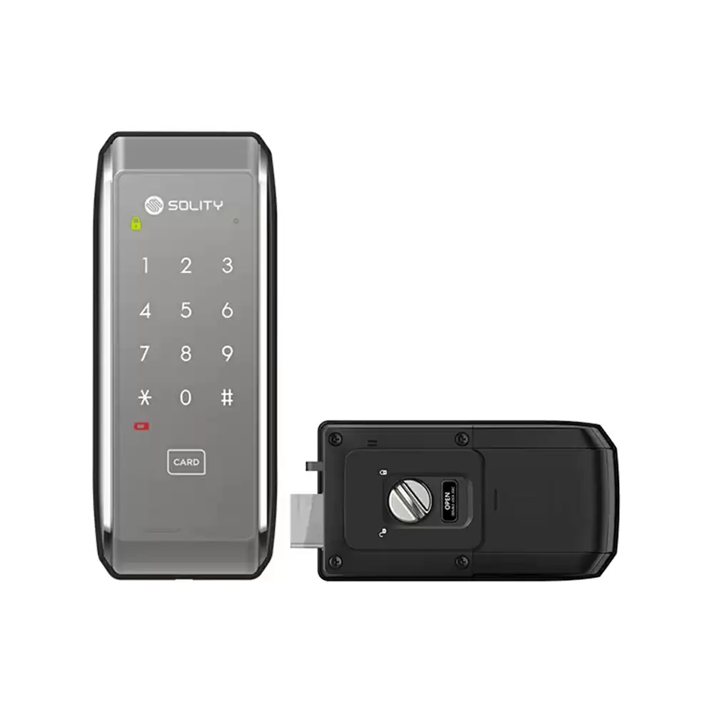 Solity Rim Smart Door Lock With RFID Card & Pin Code Access - Black