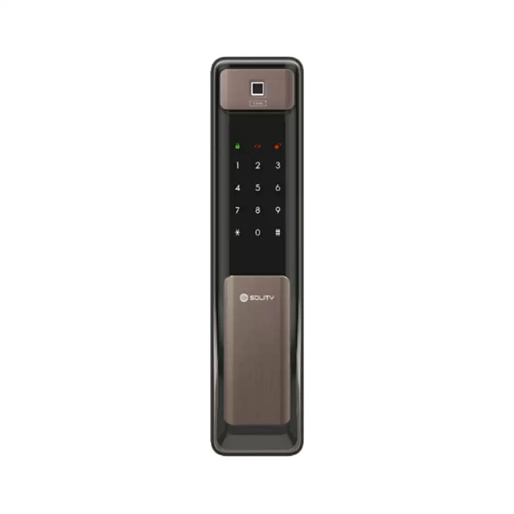 Solity Mortise Smart Door Lock With Fingerprint, RFID Card, Pin Code, Key & Smartphone Access - Bronze