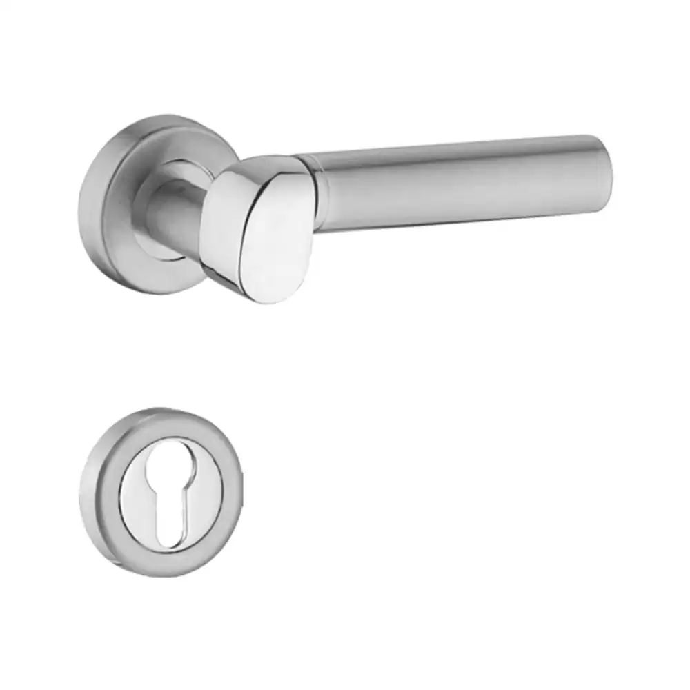 Dorset Premium Nika Mortise On Rose Door Handle - Silver Satin