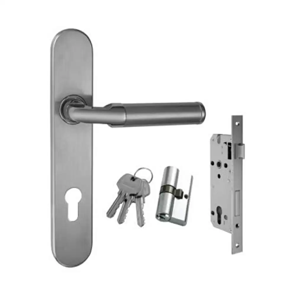 Ozone Contractor OCX-001-K60 10'' CP/SN 10 Inch Handle on Plate Both Side Key CY Door Handleset