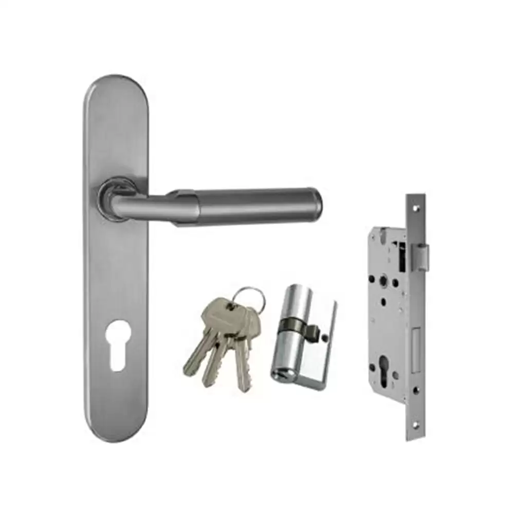 Ozone Contractor OCX-001-K60 8'' CP/SN 8 Inch Handle on Plate Both Side Key CY Door Handleset