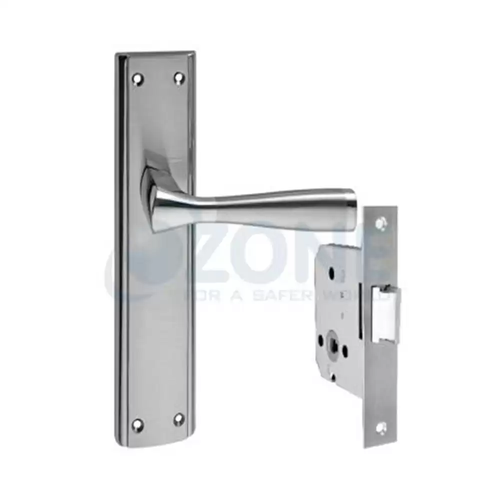 Ozone OCX.BT1. Std CP/SN 8 Inch Handle on Plate Keyless Door Handleset With Baby Latch