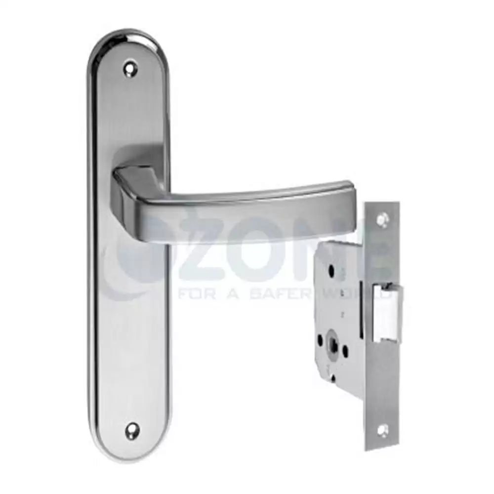 Ozone OCX.BT3 Std CP/SN 7 Inch Handle on Plate Keyless Door Handleset With Baby Latch