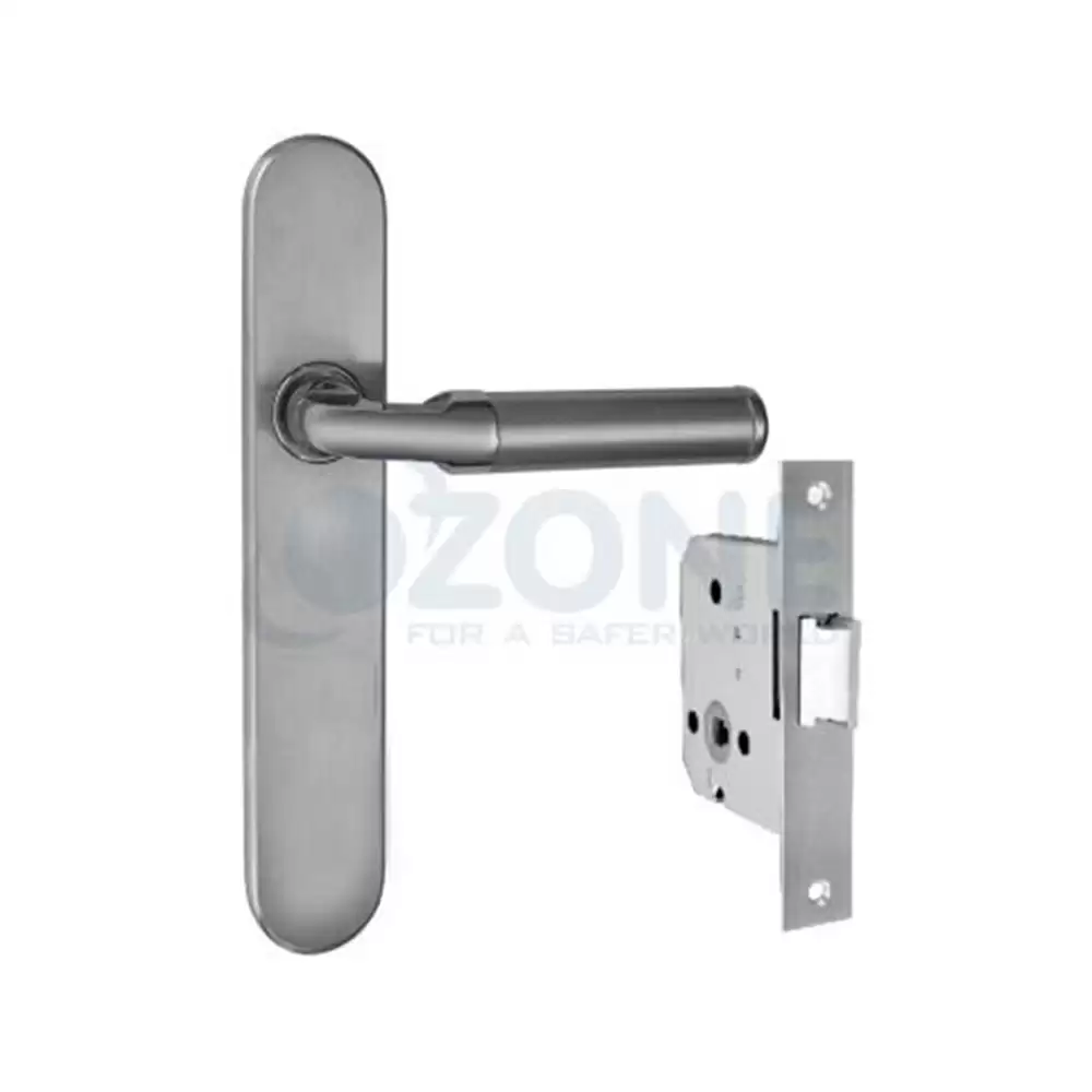 Ozone OCX.BT4. Std CP/SN 7 Inch Handle on Plate Keyless Door Handleset With Baby Latch