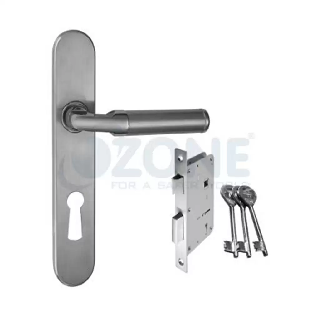 Ozone Contractor OCX-KY4 STD CP/SN 7 Inch Handle on Plate KY Door Handleset