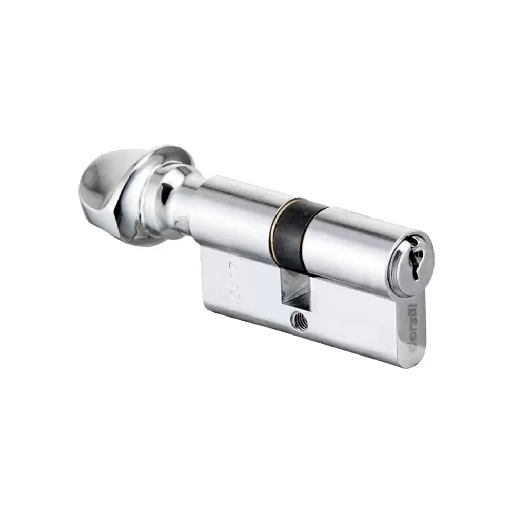 Dorset CL 207 One Side Key & One Side Knob Euro Profile Pin Cylinder Lock - 70 mm (Silver Satin)