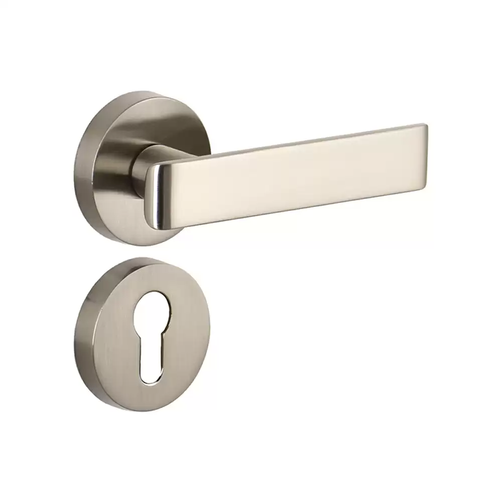 Dorset Premium Riva Mortise On Rose Door Handle - Silver Satin